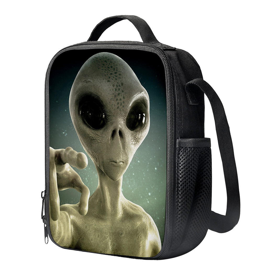 Grey Alien 3D Print Crossbody Lunch Bag