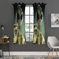 Grey Alien 3D Print Grommet Curtain Panels