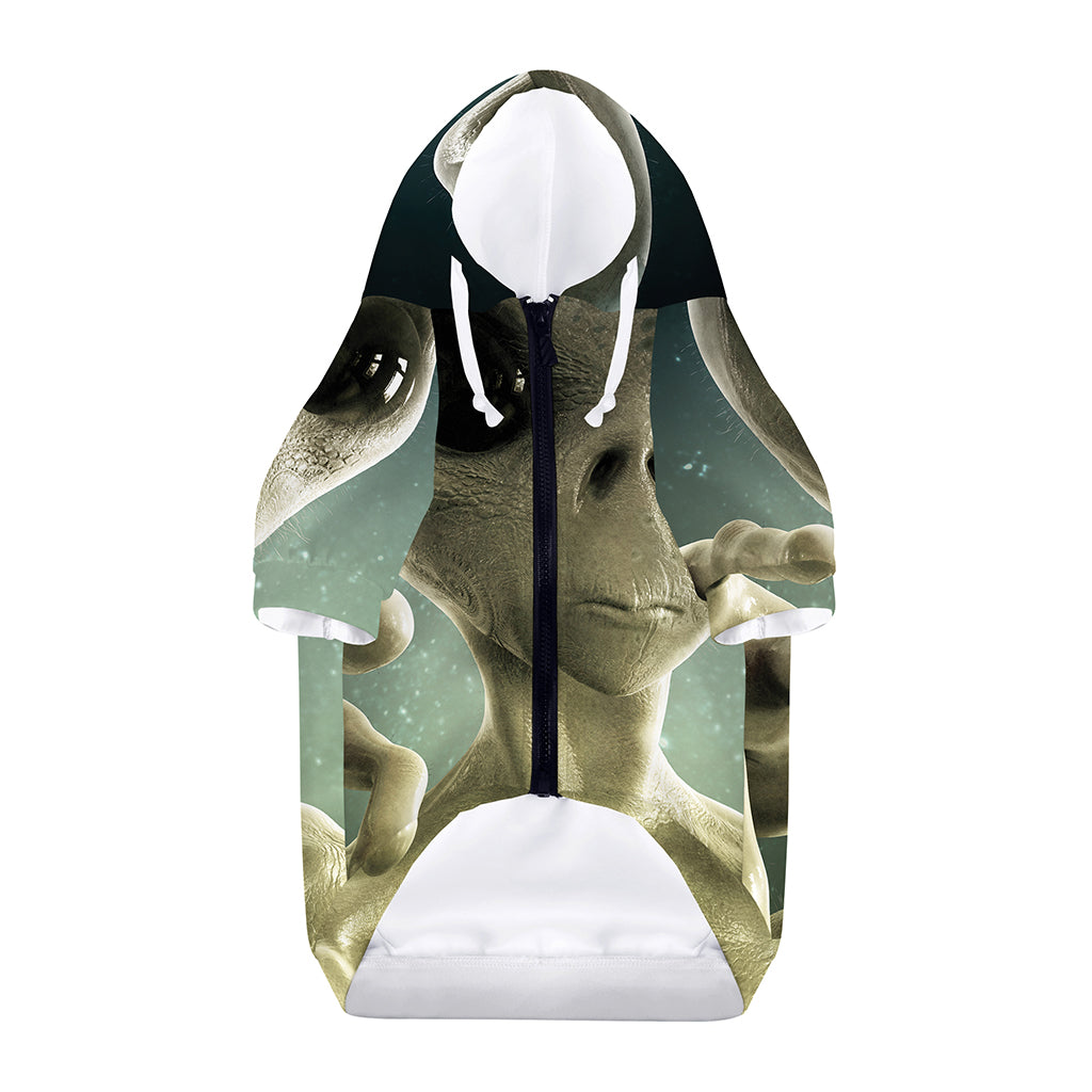 Grey Alien 3D Print Dog Zip Up Hoodie