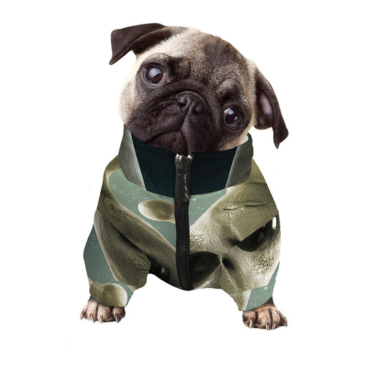 Grey Alien 3D Print Dog Zip Up Jacket
