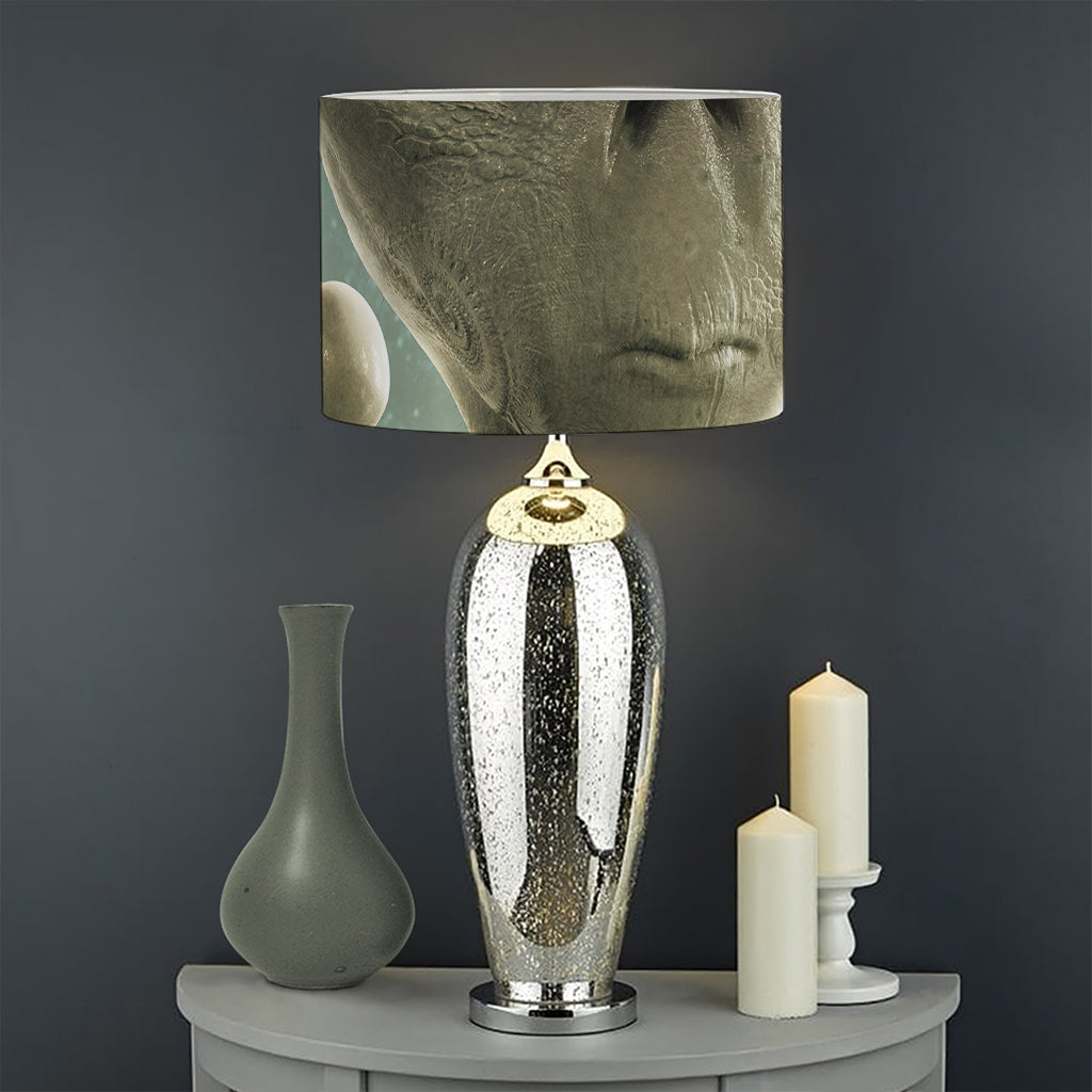 Grey Alien 3D Print Drum Lamp Shade
