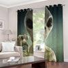 Grey Alien 3D Print Extra Wide Grommet Curtains