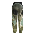 Grey Alien 3D Print Fleece Lined Knit Pants