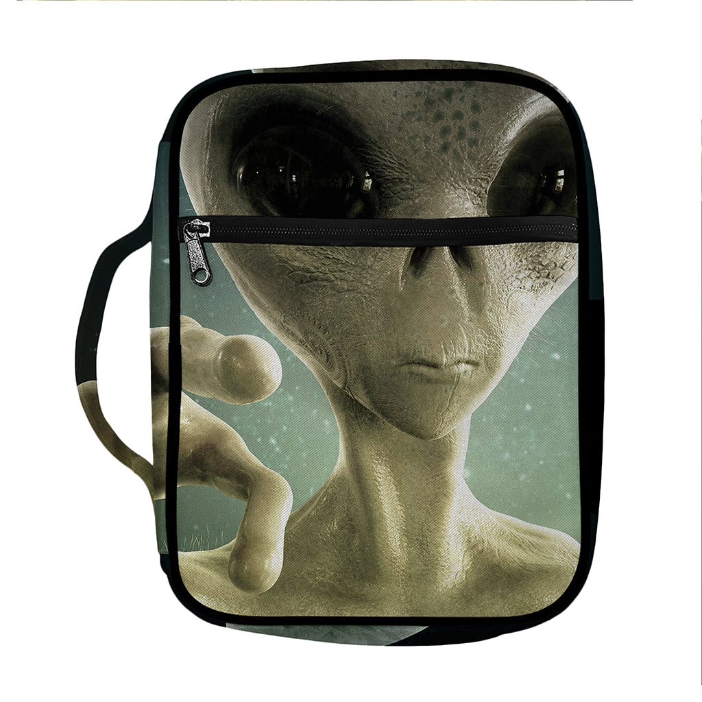 Grey Alien 3D Print Front Pocket Bible Bag