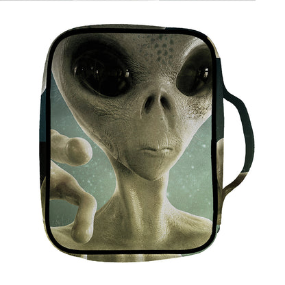 Grey Alien 3D Print Front Pocket Bible Bag