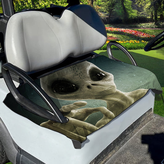 Grey Alien 3D Print Golf Cart Seat Cover