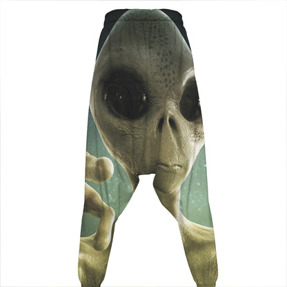 Grey Alien 3D Print Hammer Pants