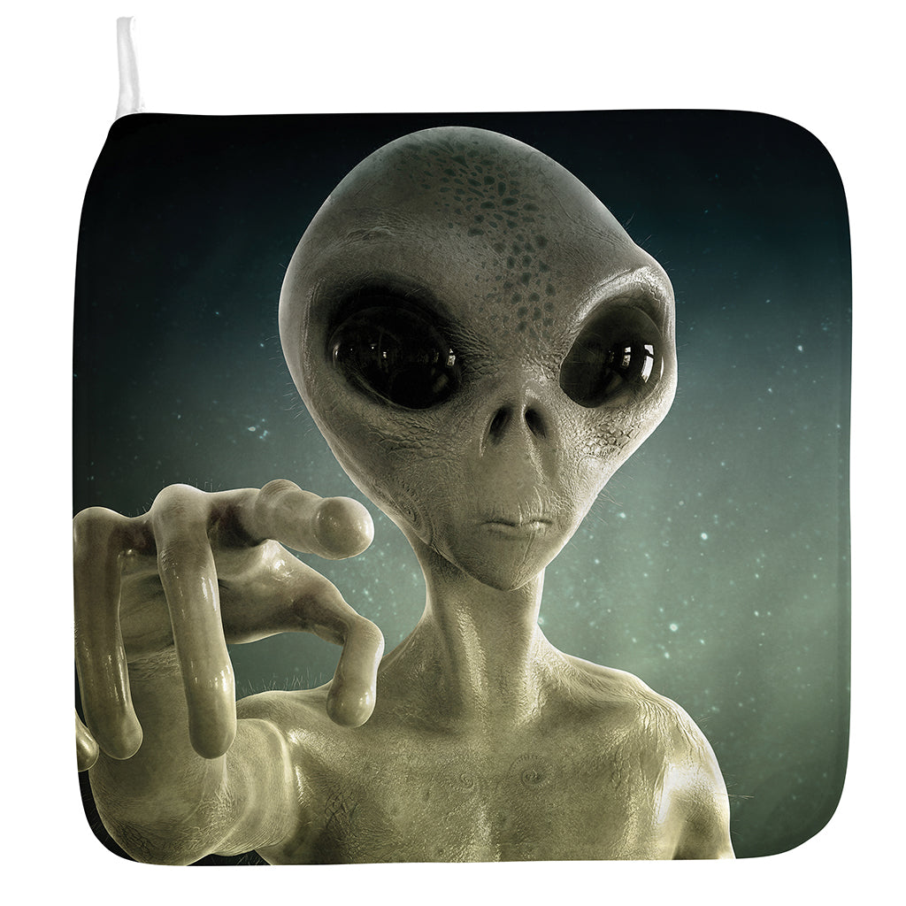 Grey Alien 3D Print Hand Towel