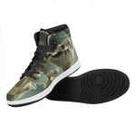 Grey Alien 3D Print High Top Leather Sneakers