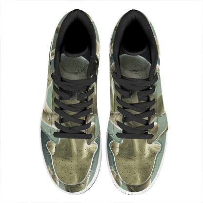 Grey Alien 3D Print High Top Leather Sneakers
