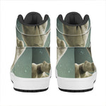 Grey Alien 3D Print High Top Leather Sneakers