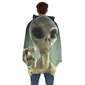 Grey Alien 3D Print Hoodie Blanket