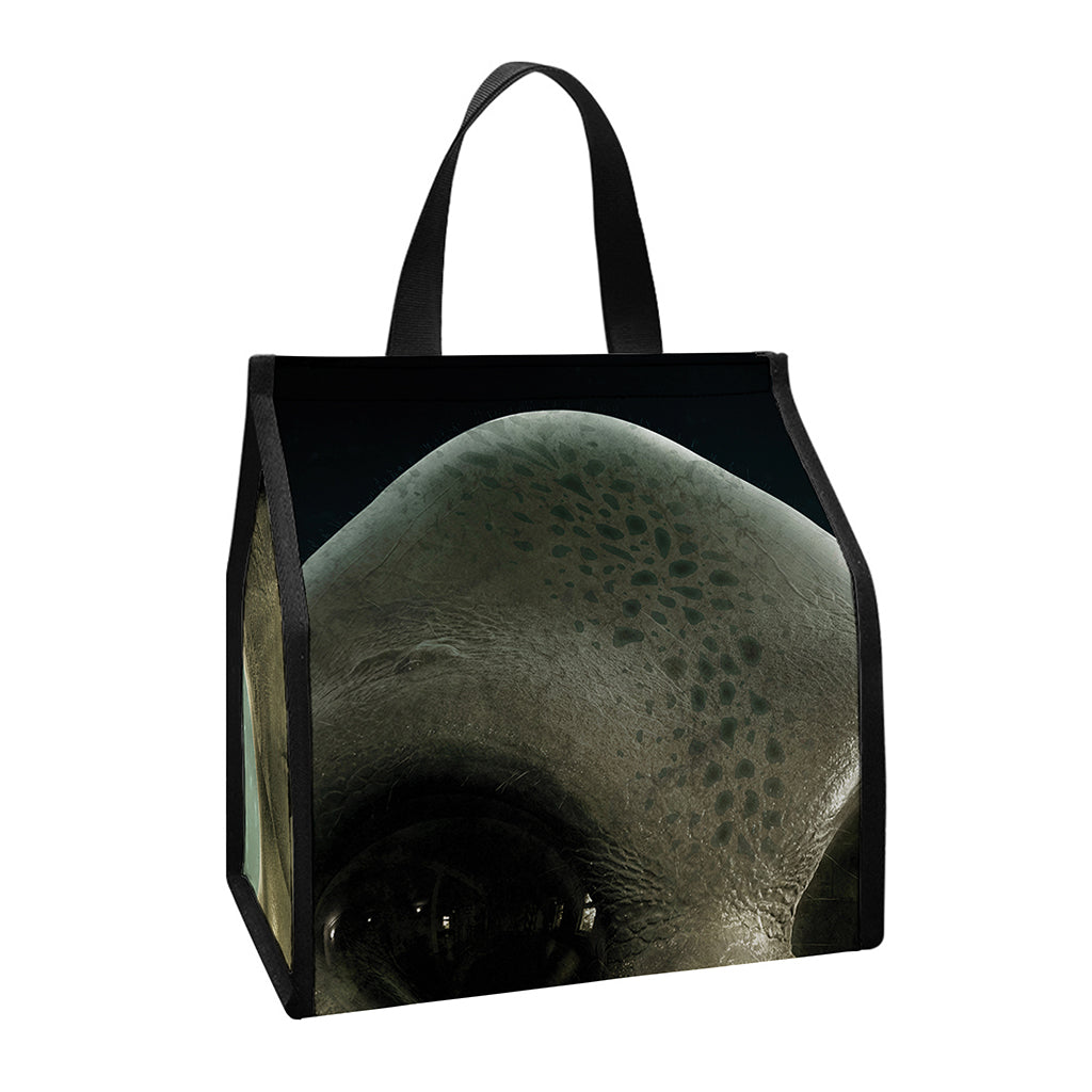 Grey Alien 3D Print Insulated Lunch Tote