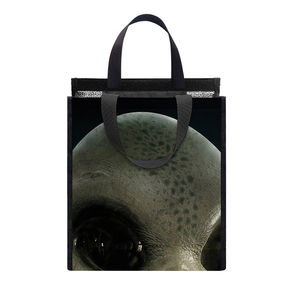 Grey Alien 3D Print Insulated Lunch Tote