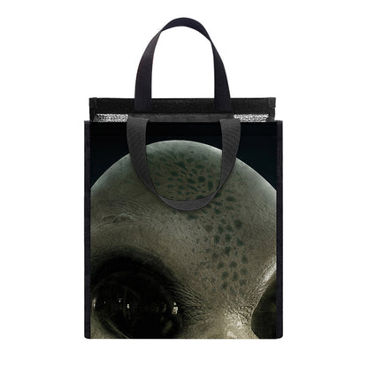 Grey Alien 3D Print Insulated Lunch Tote