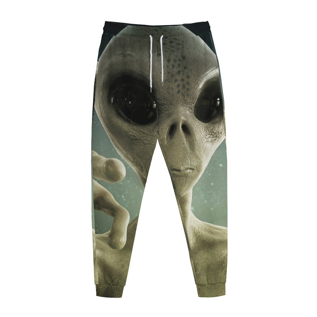 Grey Alien 3D Print Jogger Pants