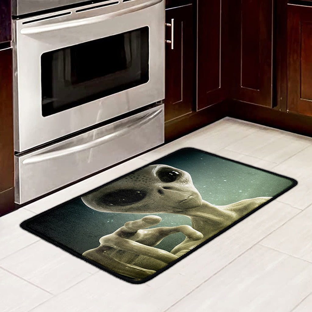 Grey Alien 3D Print Kitchen Mat