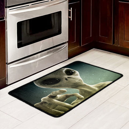 Grey Alien 3D Print Kitchen Mat