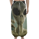 Grey Alien 3D Print Lantern Pants