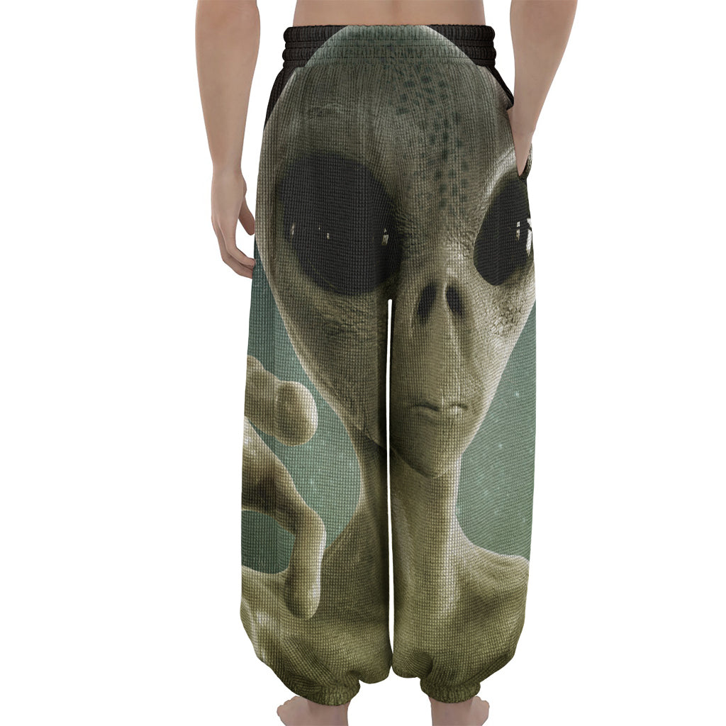 Grey Alien 3D Print Lantern Pants