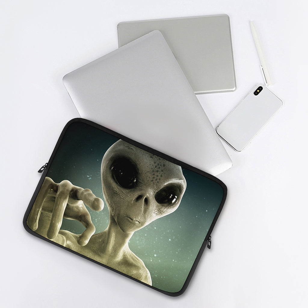 Grey Alien 3D Print Laptop Sleeve