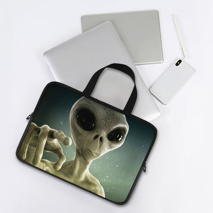Grey Alien 3D Print Laptop Sleeve With Handle
