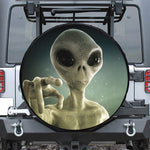 Grey Alien 3D Print Leather Spare Tire Cover