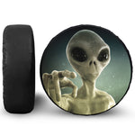 Grey Alien 3D Print Leather Spare Tire Cover