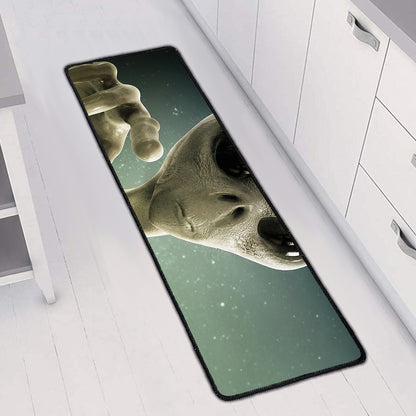 Grey Alien 3D Print Long Kitchen Mat