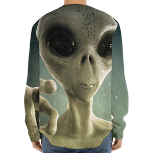 Grey Alien 3D Print Long Sleeve Baseball Jersey