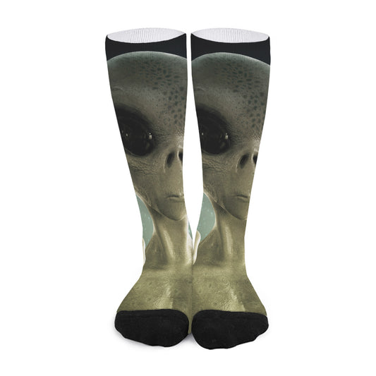 Grey Alien 3D Print Long Socks