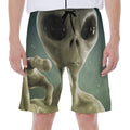 Grey Alien 3D Print Men's Beach Shorts