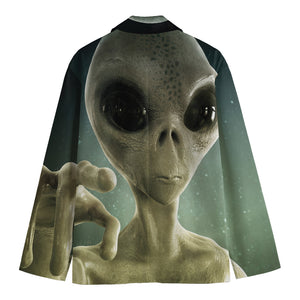 Grey Alien 3D Print Men's Blazer