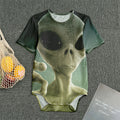Grey Alien 3D Print Men's Bodysuit