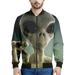 Grey Alien 3D Print Men's Bomber Jacket