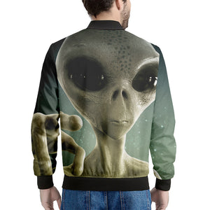 Grey Alien 3D Print Men's Bomber Jacket