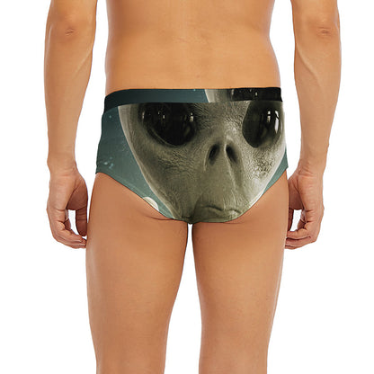 Grey Alien 3D Print Men's Briefs