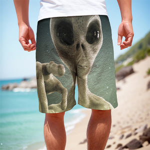 Grey Alien 3D Print Men's Cargo Shorts