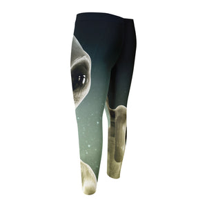 Grey Alien 3D Print Men's Compression Pants