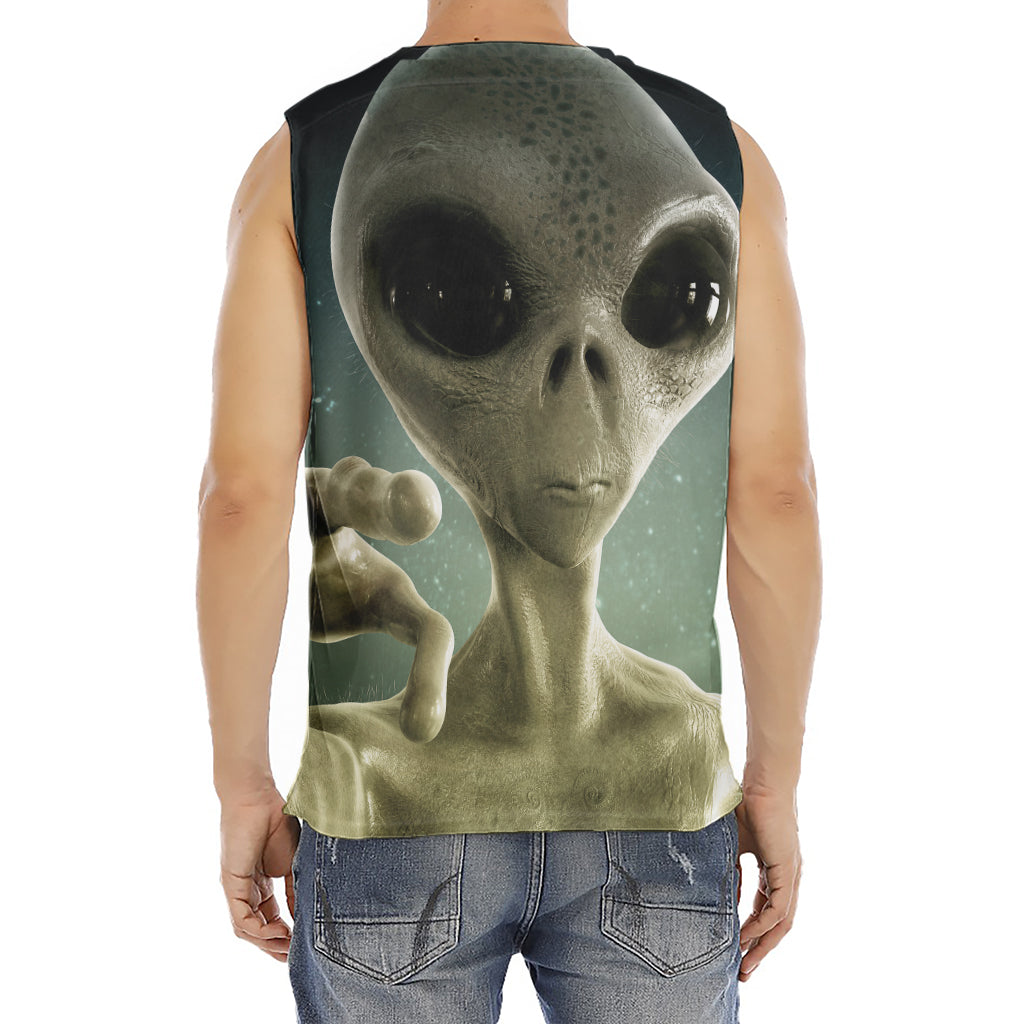 Grey Alien 3D Print Men's Fitness Tank Top