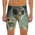 Grey Alien 3D Print Men's Long Boxer Briefs