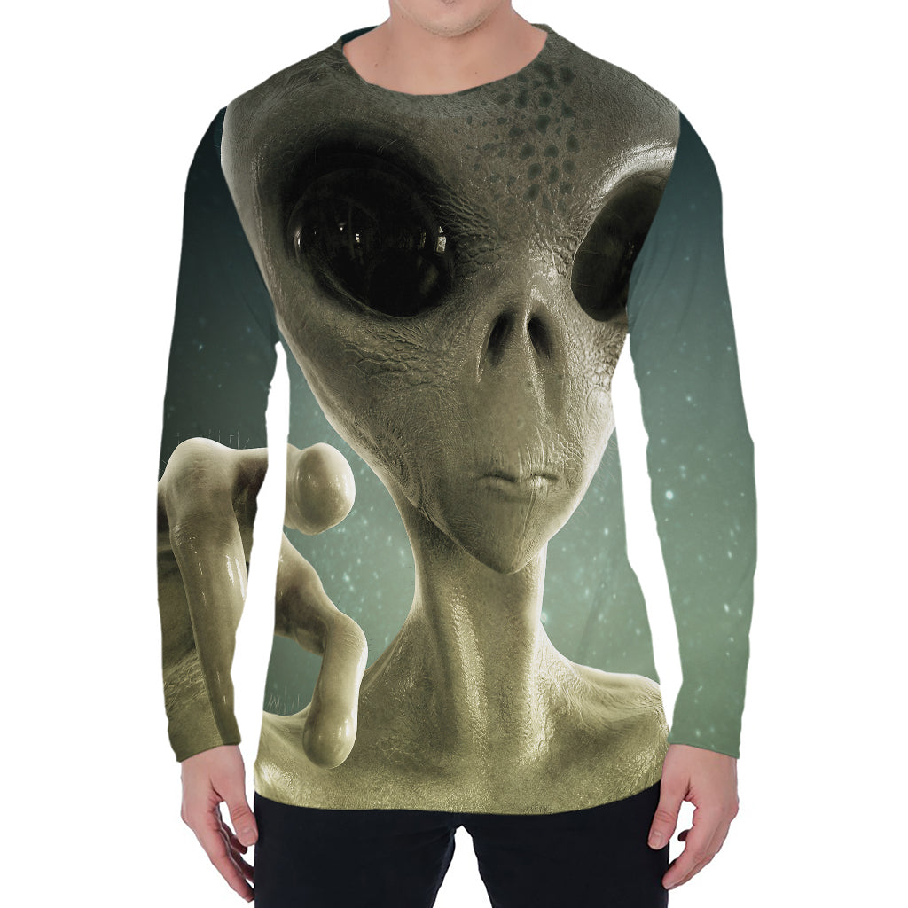 Grey Alien 3D Print Men's Long Sleeve T-Shirt