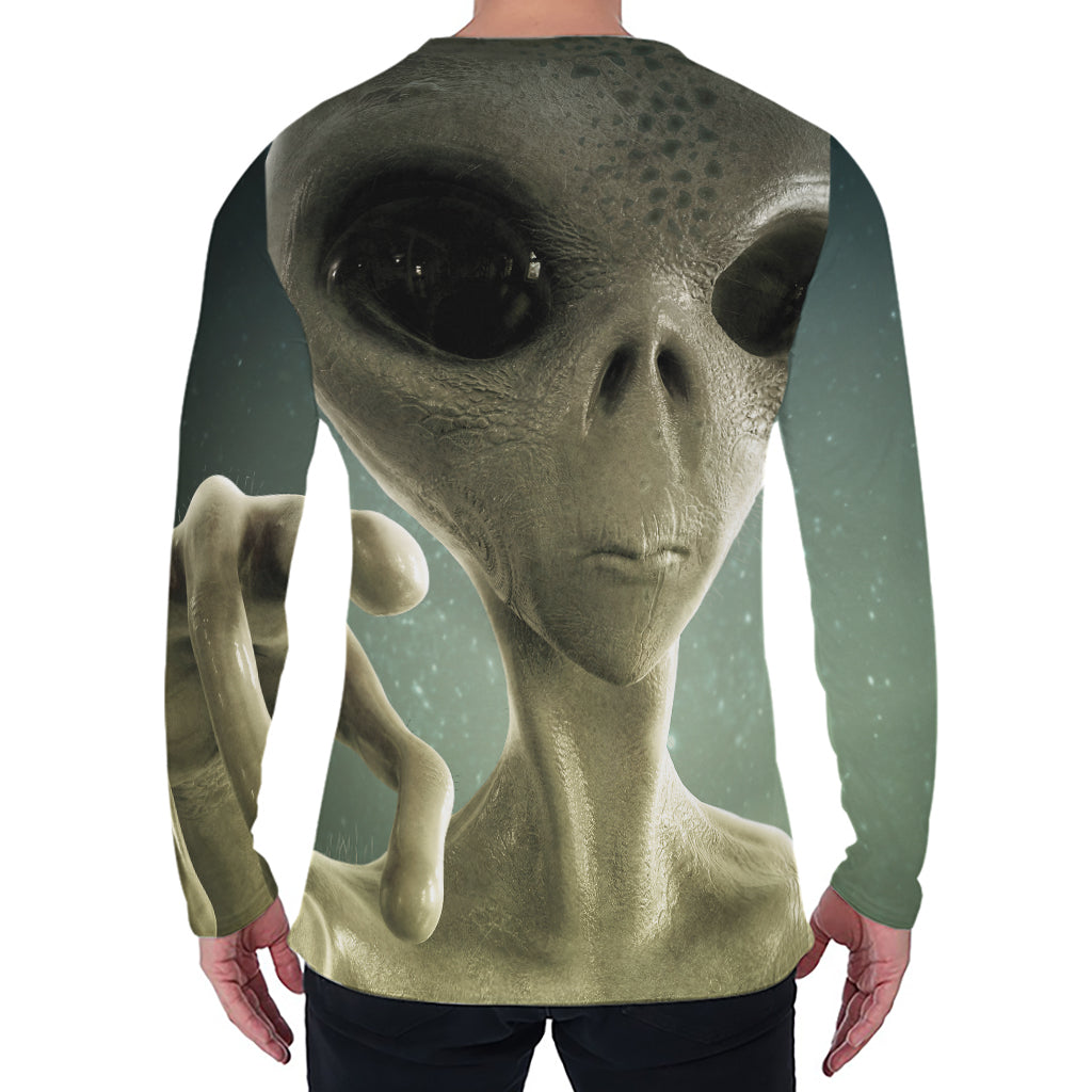 Grey Alien 3D Print Men's Long Sleeve T-Shirt