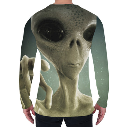 Grey Alien 3D Print Men's Long Sleeve T-Shirt