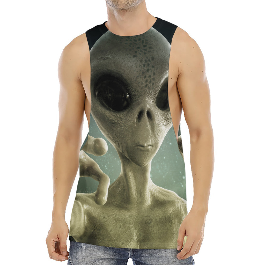 Grey Alien 3D Print Men's Muscle Tank Top