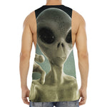 Grey Alien 3D Print Men's Muscle Tank Top