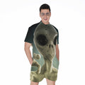 Grey Alien 3D Print Men's Romper