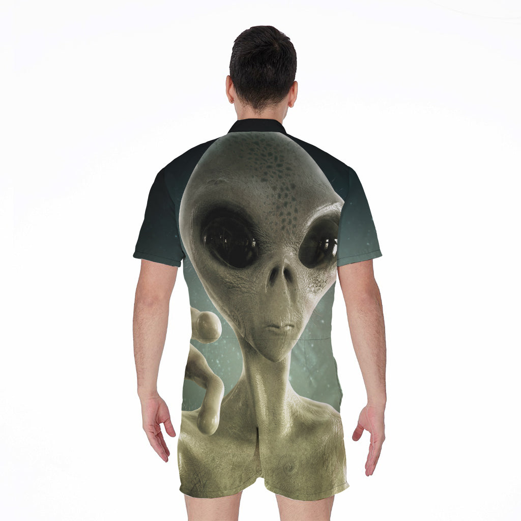 Grey Alien 3D Print Men's Rompers