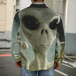 Grey Alien 3D Print Men's Shirt Jacket