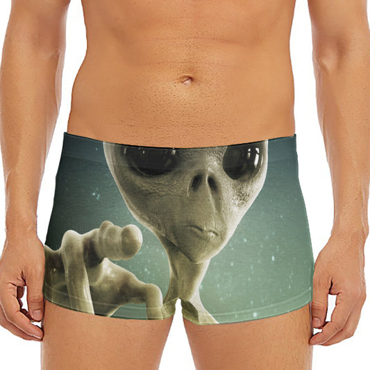 Grey Alien 3D Print Men's Short Boxer Briefs
